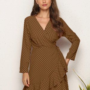 NEW!! Polka Dot Ruffle Wrap Dress